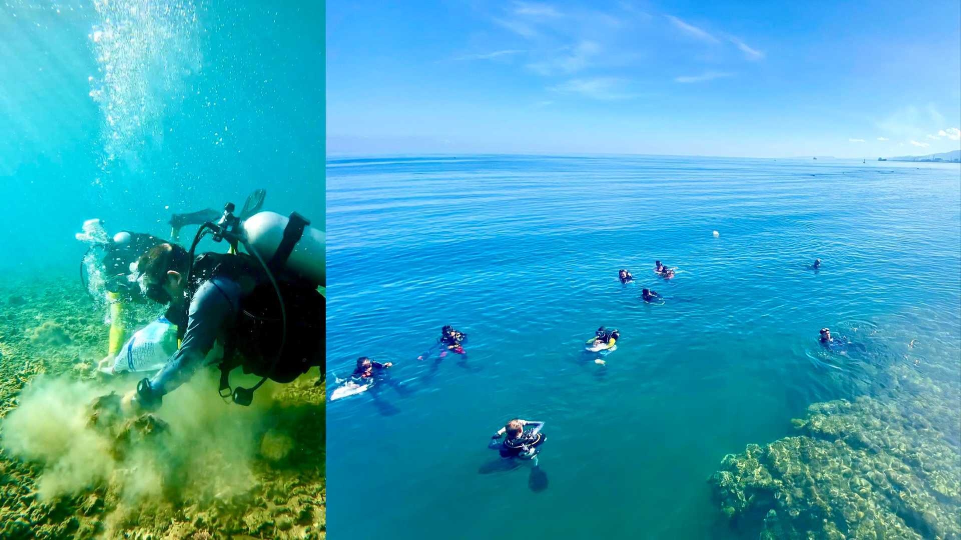 Thema-Visayas-employees-collecting-trash-underwater