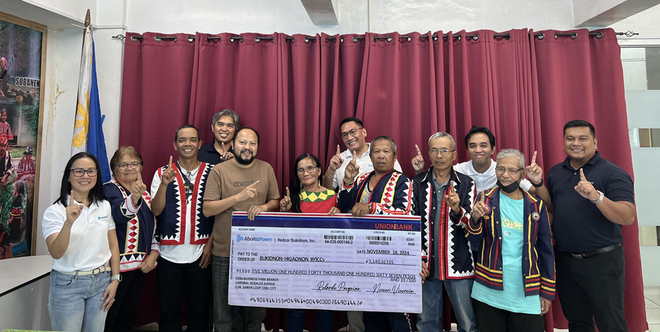 Hedcor turns over ₱5.1M royalty shares  to Bukidnon Indigenous Communities