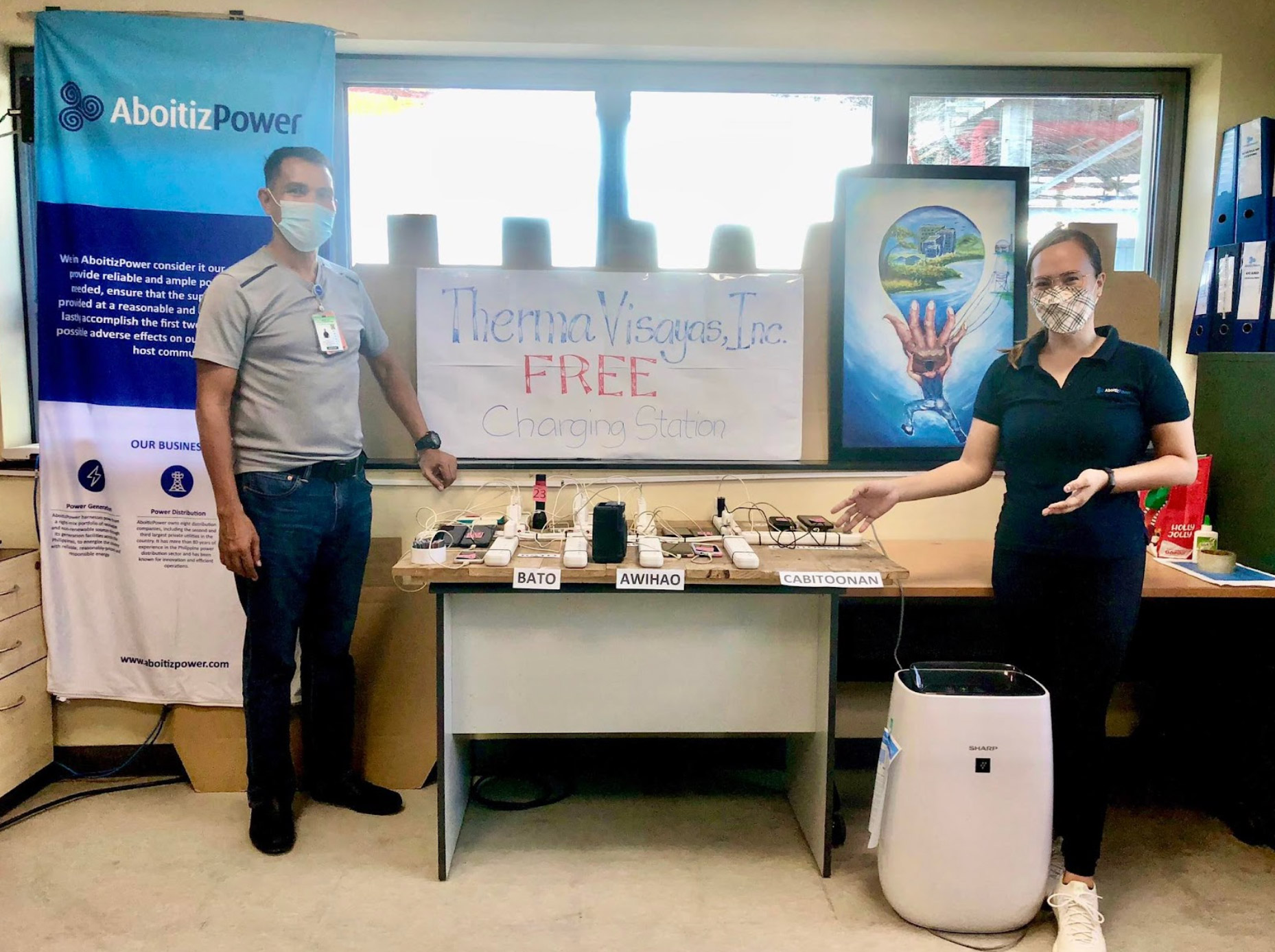 Therma Visayas launches free charging station for typhoon-affected residents in Toledo City