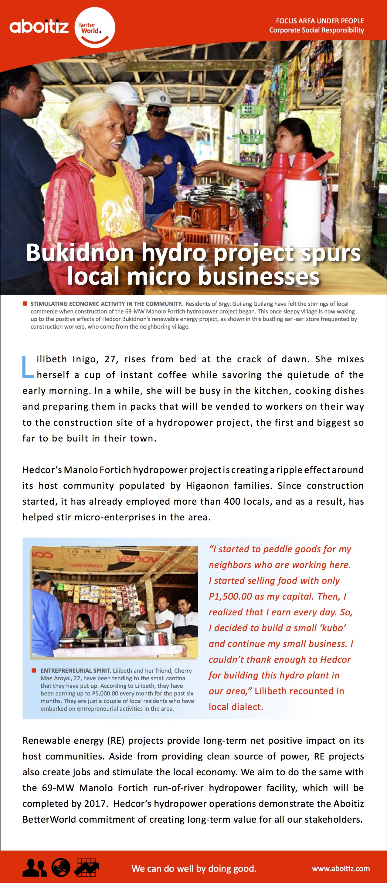 BUKIDNON HYDRO PROJECT SPURS LOCAL MICRO BUSINESSES